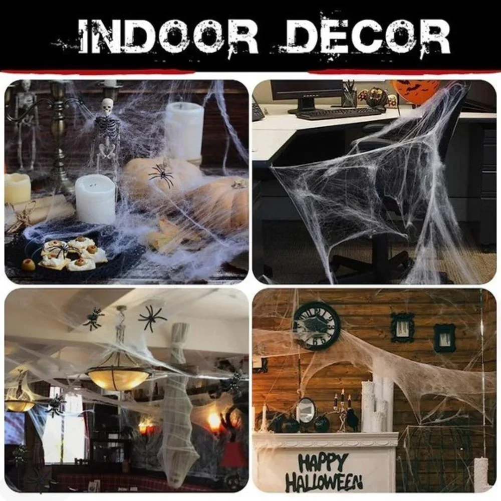 900 Spider‎ Webs Super Stretch Cobwebs for Halloween Indoor and Outdoor Party